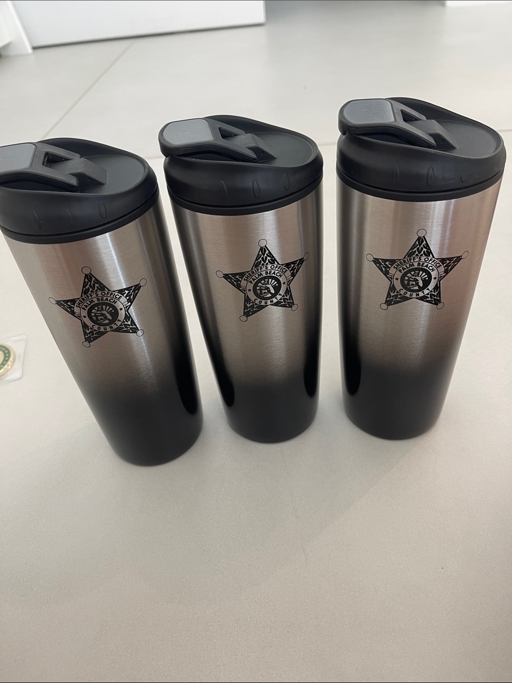 Palm Beach County Sheriff Stainless Travel Tumbler - Silver & Black